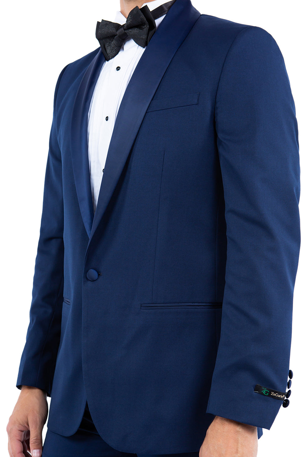 Navy Zegarie Shawl Collar Tuxedo Jacket For Men