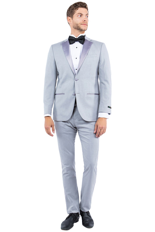 Gray Zegarie Notch Lapel Tuxedo Jacket For Men