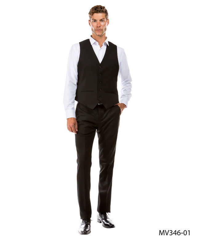 Black Zegarie Suit Separates Solid Men's Vests For Men