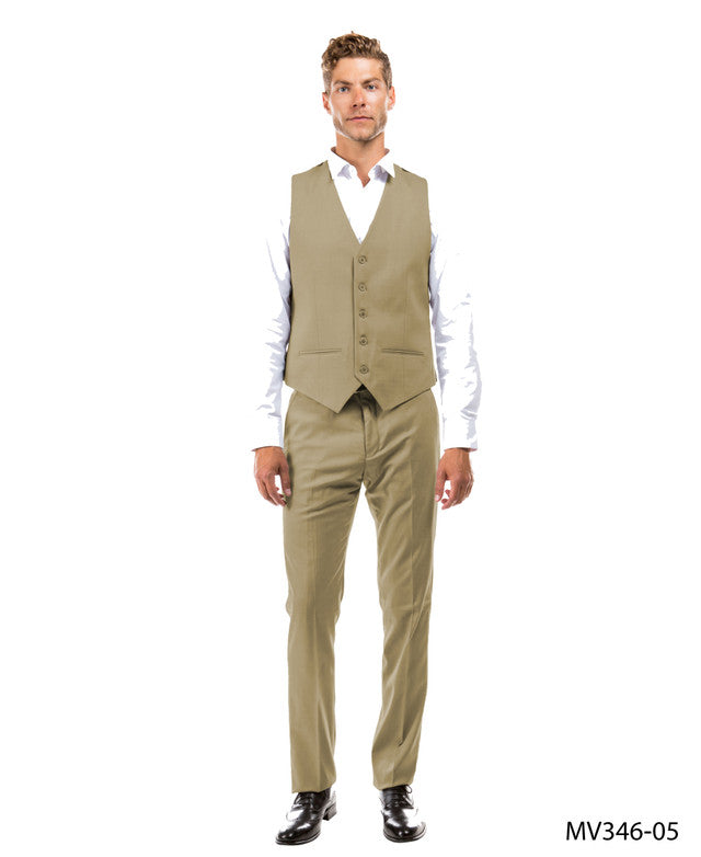 Tan Zegarie Suit Separates Solid Men's Vests For Men